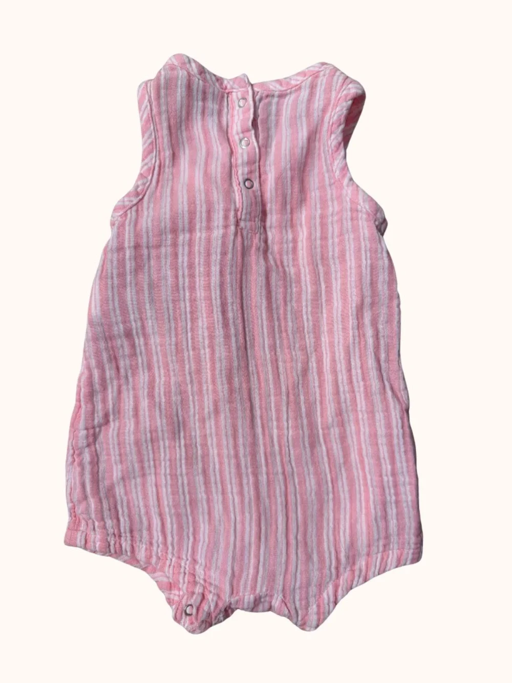 Old Navy Pink & White Striped Strawberry Tank Romper